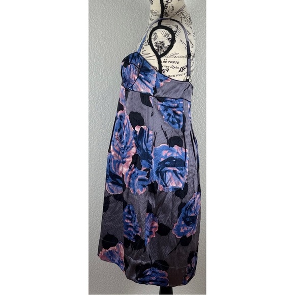 Rebecca Taylor Gray Silk Floral Print Bustier Corset Slip Dress, size 8 - Picture 3 of 10